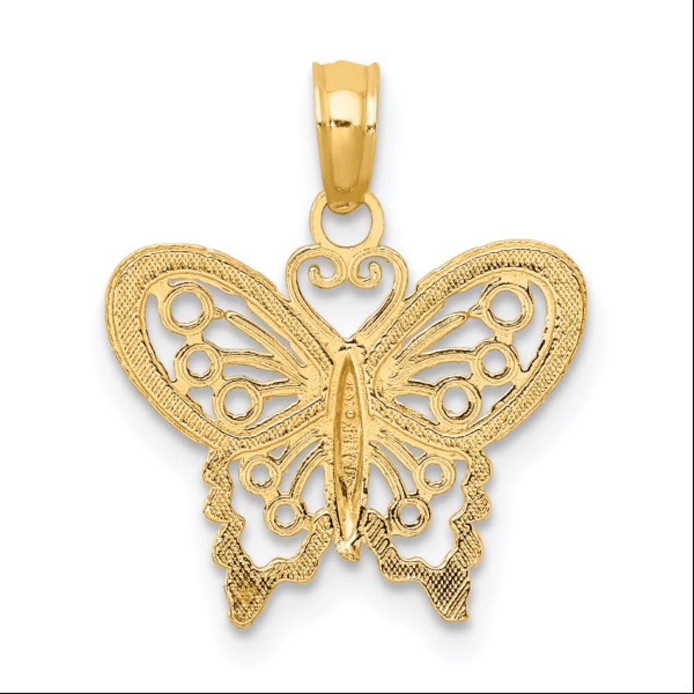Butterfly Pendant 14K Filigree Yellow Gold